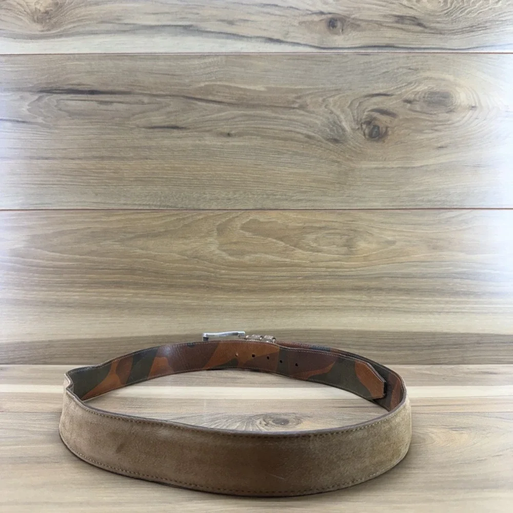 Martin Dingman Mens Belt Size 40/100 Wild Afrifan Kudu Leather Suede Beige Tan